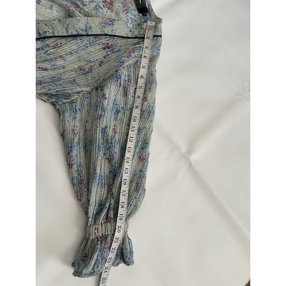 Code X Mode Floral Mint Sheer Open Cardigan Duster Small Peignoir Boho Fairy - Picture 8 of 8